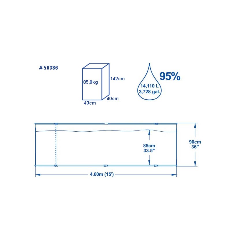 Стальной бассейн Bestway 56386 BW, Hydrium Splasher Pool Set 460х90см, 14110л, фильтр-насос, лестница фото 5
